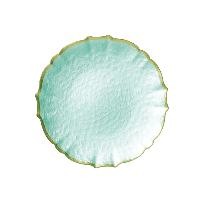 caspari Baroque Glass Salad Plate in Aqua