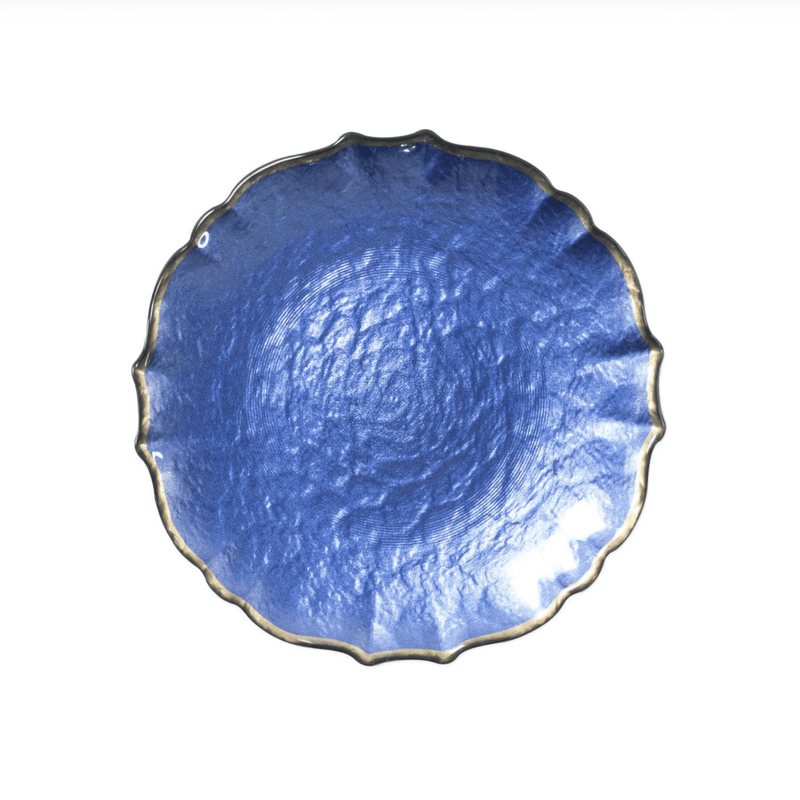 caspari Baroque Glass Salad Plate in Cobalt