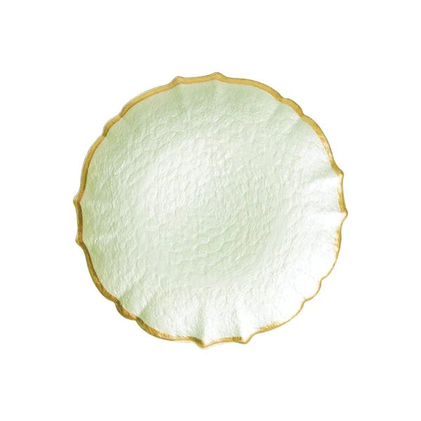 caspari Baroque Glass Salad Plate in Pistachio