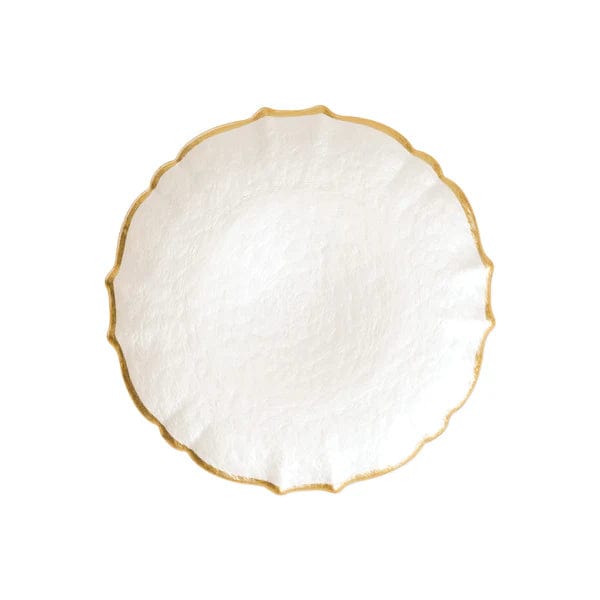 caspari Baroque Glass Salad Plate in White