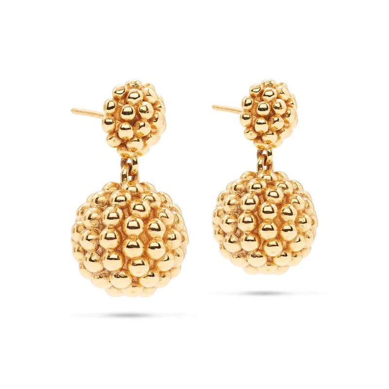 Caspari Berry Double Drop Earrings - Gold