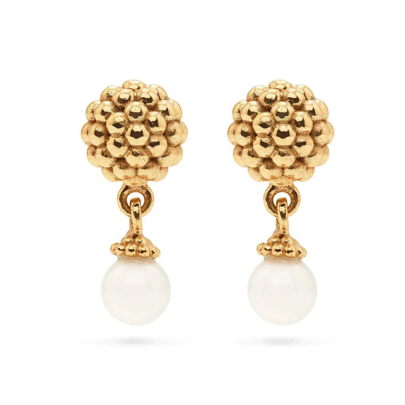 Caspari Berry Drop Stud Earrings - Pearl