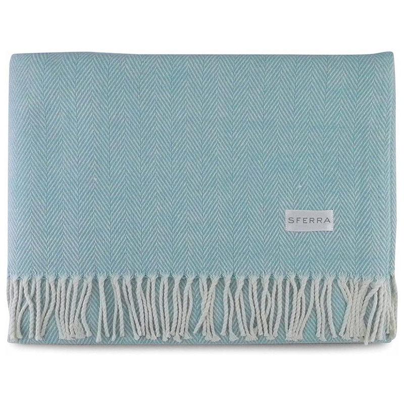 Caspari Celine Herringbone Throw In Aqua