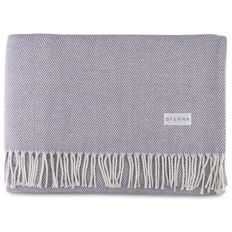 Caspari Celine Herringbone Throw In Lilac
