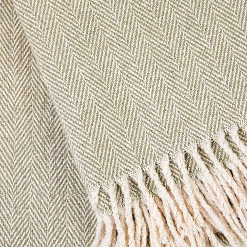 Caspari Celine Herringbone Throw In Moss