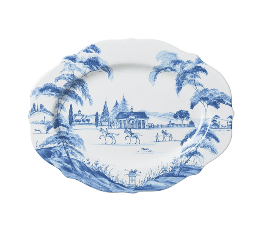 caspari Country Estate 18.5" Platter - Delft Blue