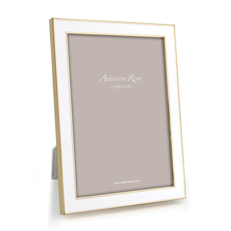 caspari Enamel & Gold 5" x 7" Picture Frame in White