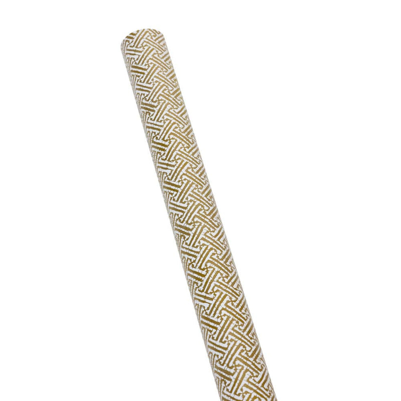 Caspari Fretwork Gold Gift Wrap - One 30" X 8' Roll