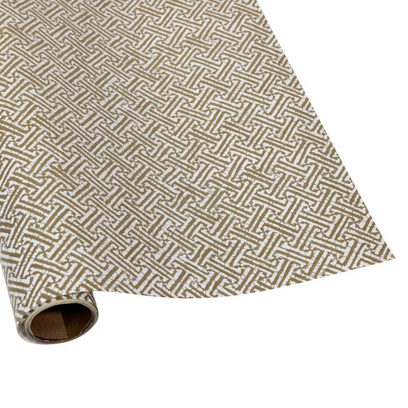 caspari Fretwork Gold Gift Wrap - One 30" x 8' Roll