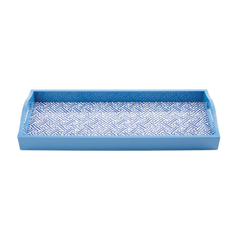 Caspari Fretwork Lacquer Bar Tray In Blue - 1 Each