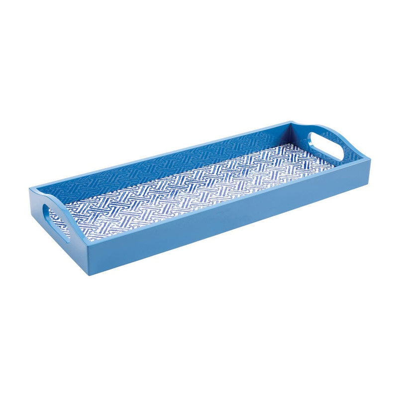 caspari Fretwork Lacquer Bar Tray in Blue - 1 Each