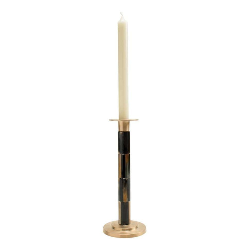 Caspari Large Brass & Horn Candlestick - 1 Each