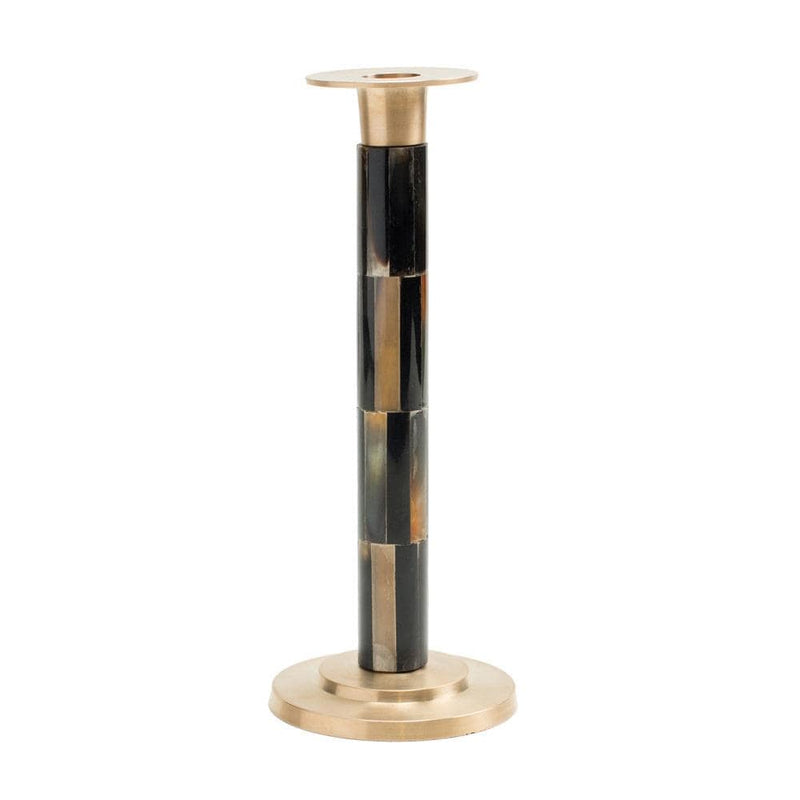 caspari Large Brass & Horn Candlestick - 1 Each
