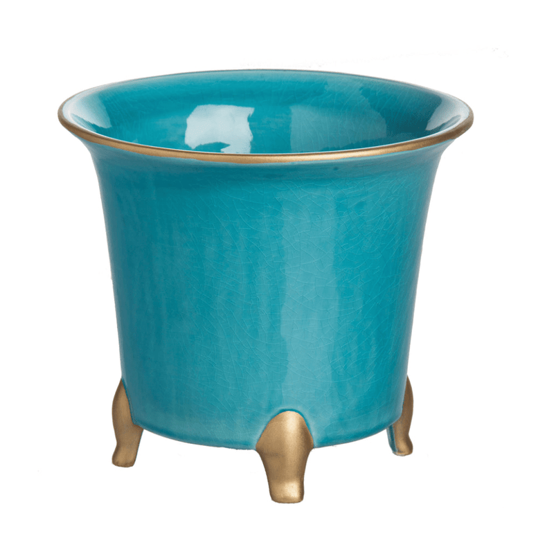 caspari Large Turquoise & Gold Cachepot