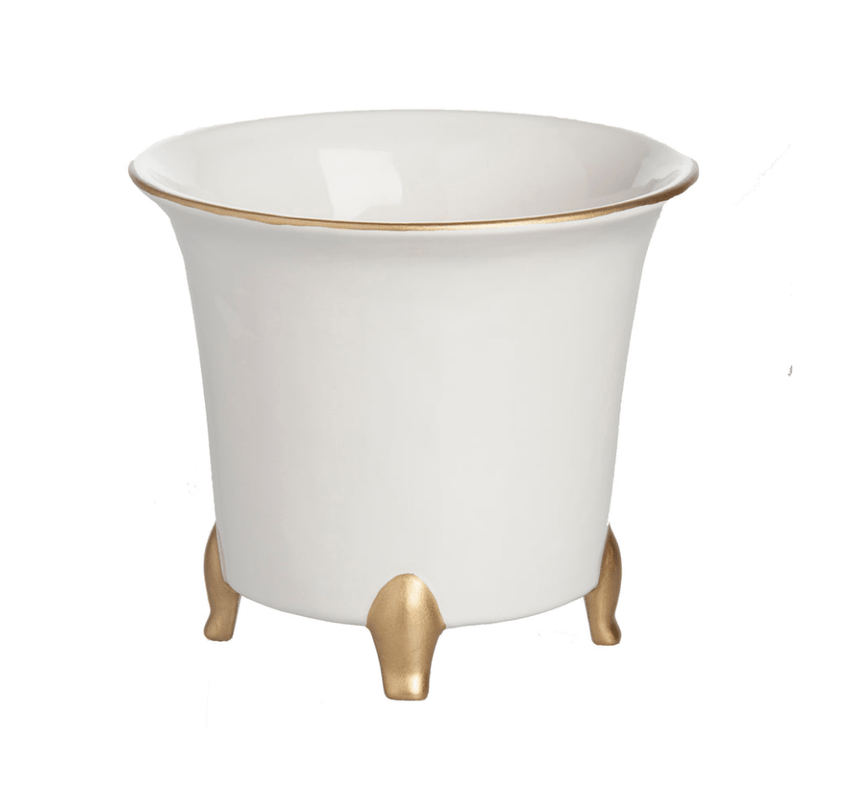 caspari Large White & Gold Cachepot