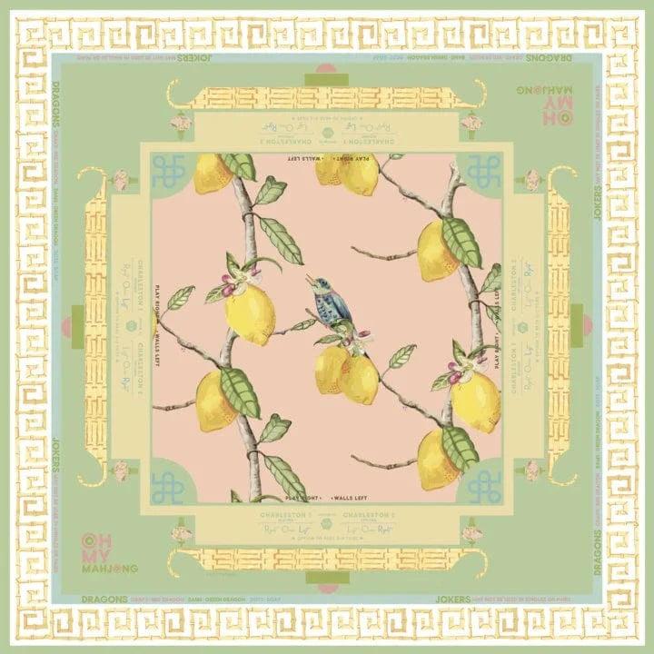Caspari Mahjong Mat - Citrus Songbird