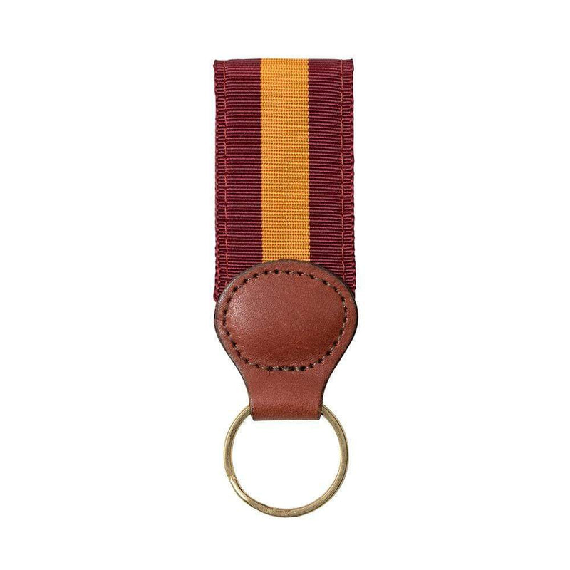caspari Maroon & Orange Key Ring with Leather Trim