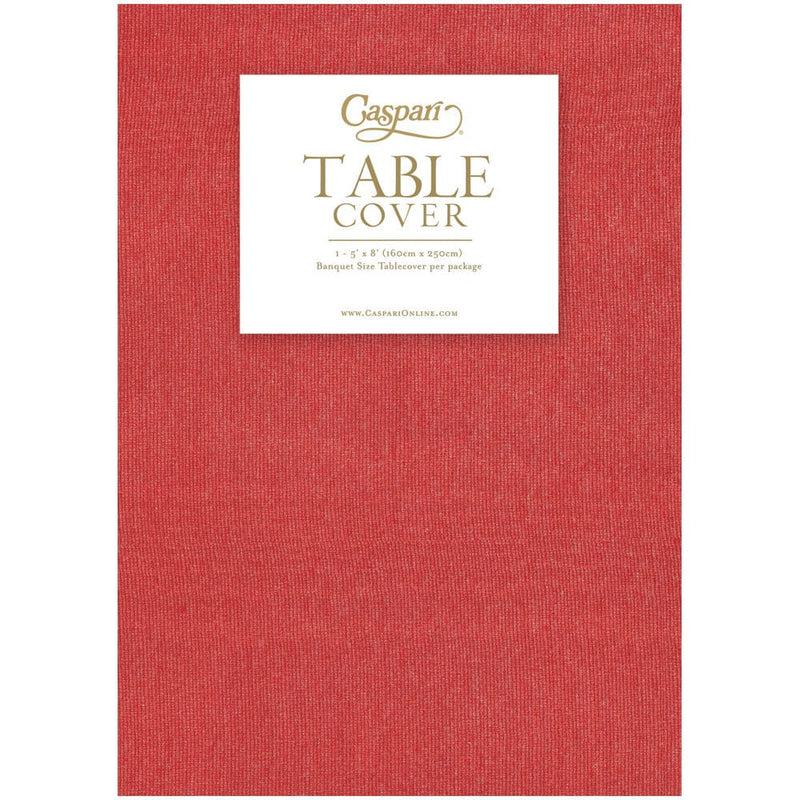 Caspari Moire Red Paper Linen Table Covers - 1 Each