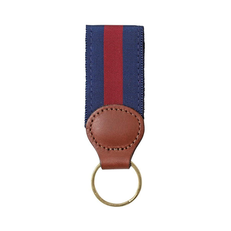 caspari Navy & Burgundy Key Ring with Leather Trim