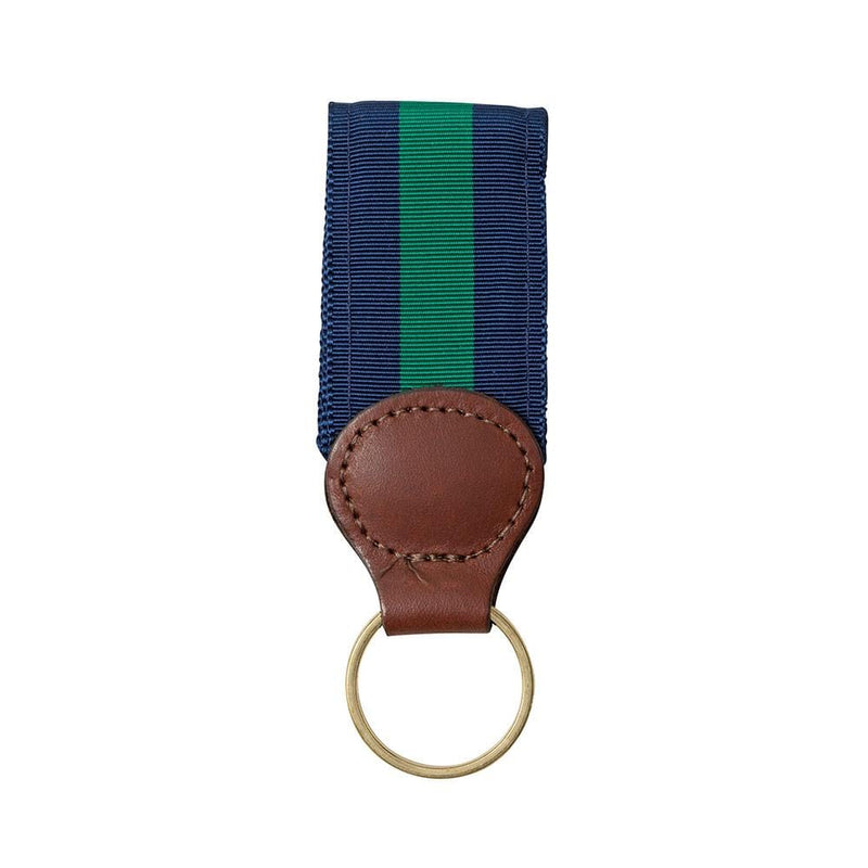 caspari Navy & Green Key Ring with Leather Trim