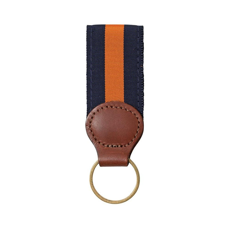 caspari Navy & Orange Key Ring with Leather Trim