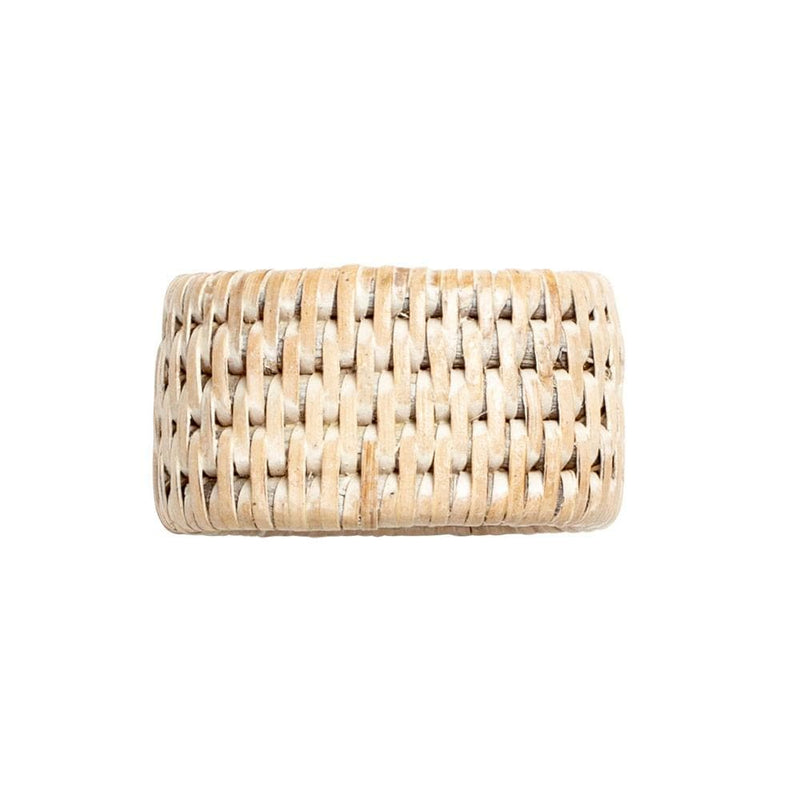 Caspari Rattan Napkin Ring In White Natural