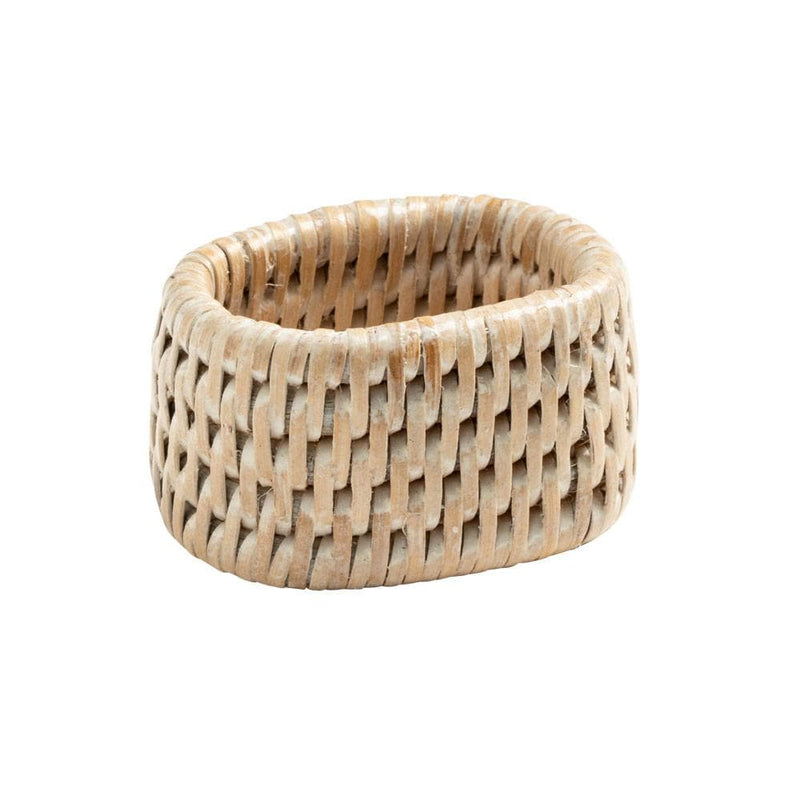 Caspari Rattan Napkin Ring In White Natural