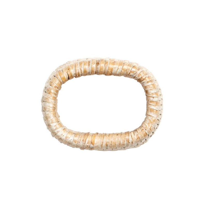 Caspari Rattan Napkin Ring In White Natural