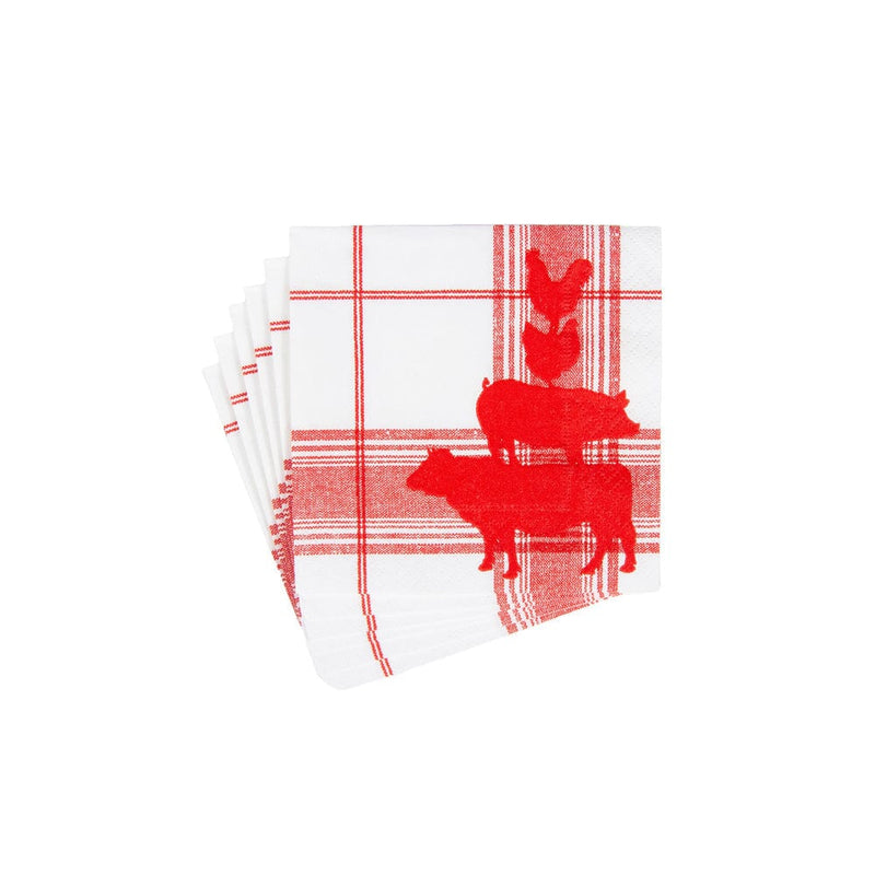 Caspari Red Barn Boxed Cocktail Napkins - 40 Per Box