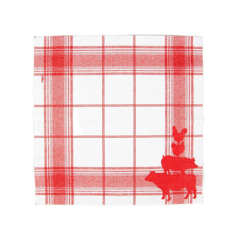 Caspari Red Barn Cocktail Napkins - 20 Per Package