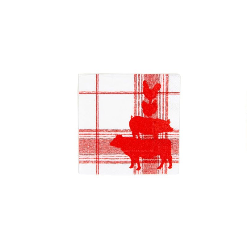 caspari Red Barn Cocktail Napkins - 20 Per Package