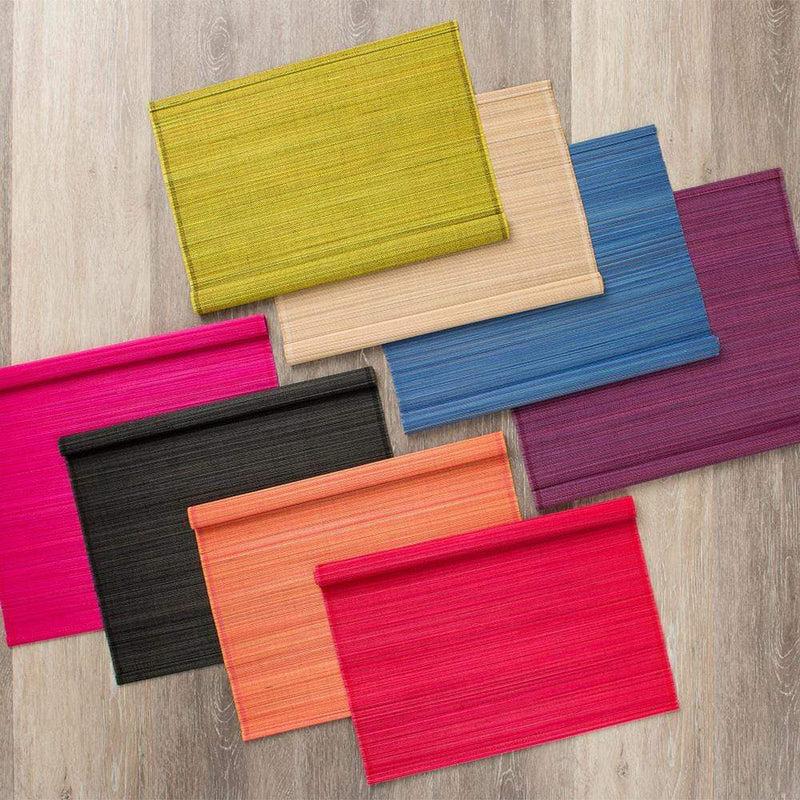 Caspari Roll-Up Bamboo Placemats In Coral - Set Of 4