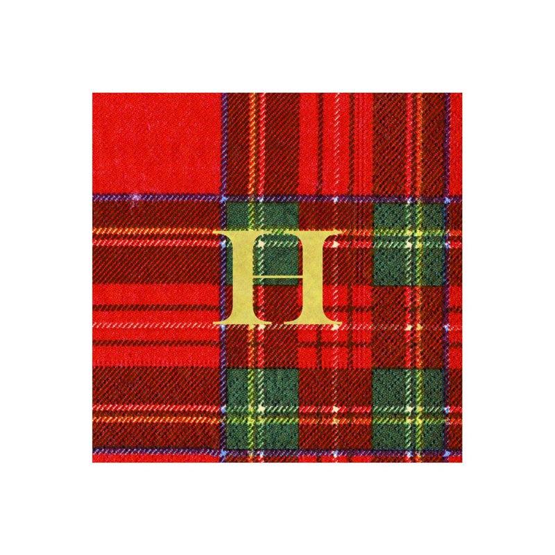 caspari Royal Plaid Personalized Cocktail Napkins