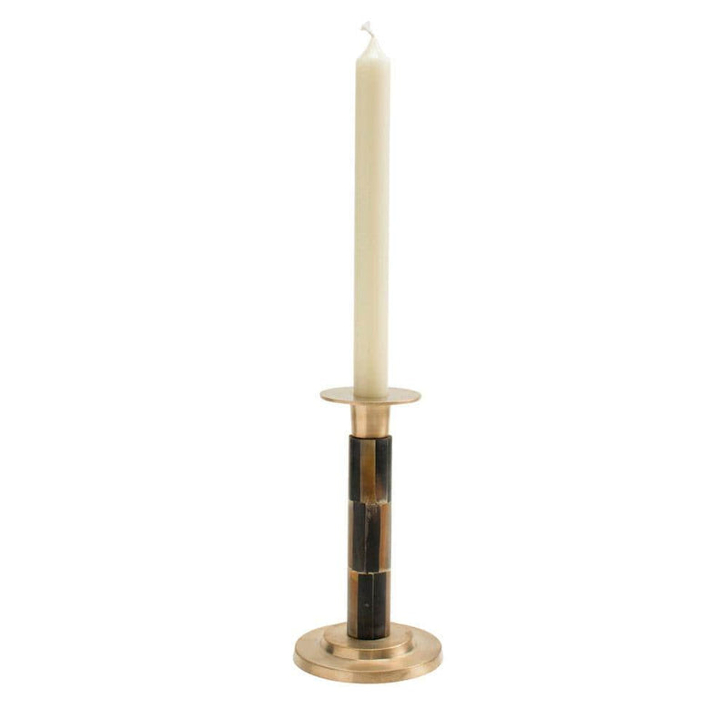 Caspari Small Brass & Horn Candlestick - 1 Each