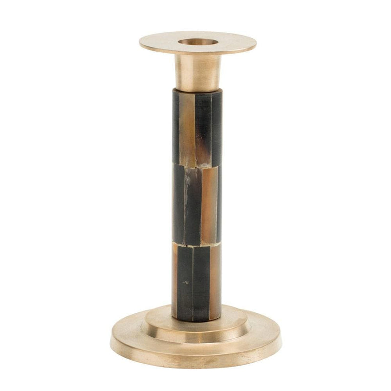 caspari Small Brass & Horn Candlestick - 1 Each