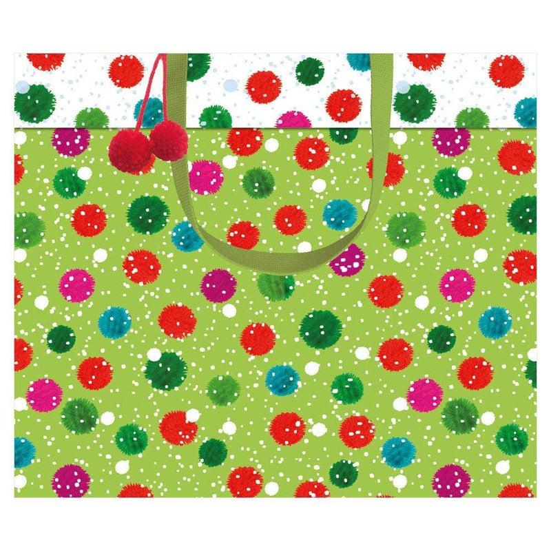 Caspari Snowy Pom Poms Large Gift Bag - 1 Each