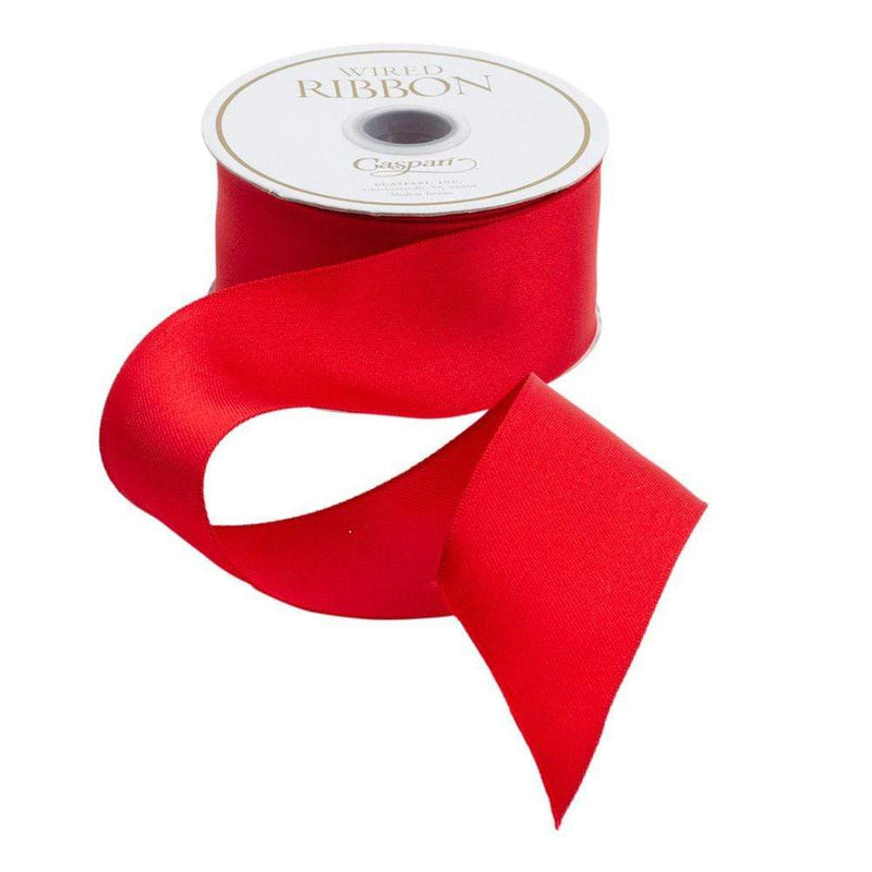 caspari Solid Red Satin Wired Ribbon - 9 Yard Spool