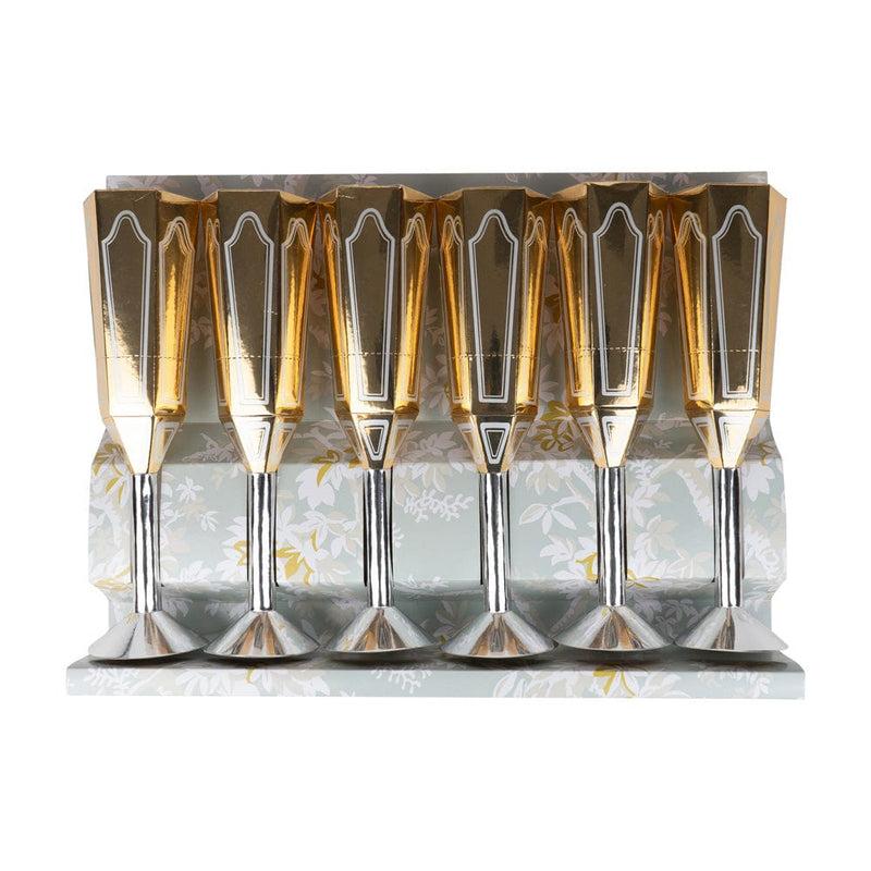 Caspari Sparkling Flutes Luxury Poppers - 6 In Box