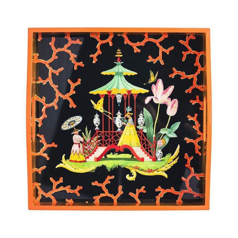 Caspari The Courtship Lacquer Square Tray - 1 Each