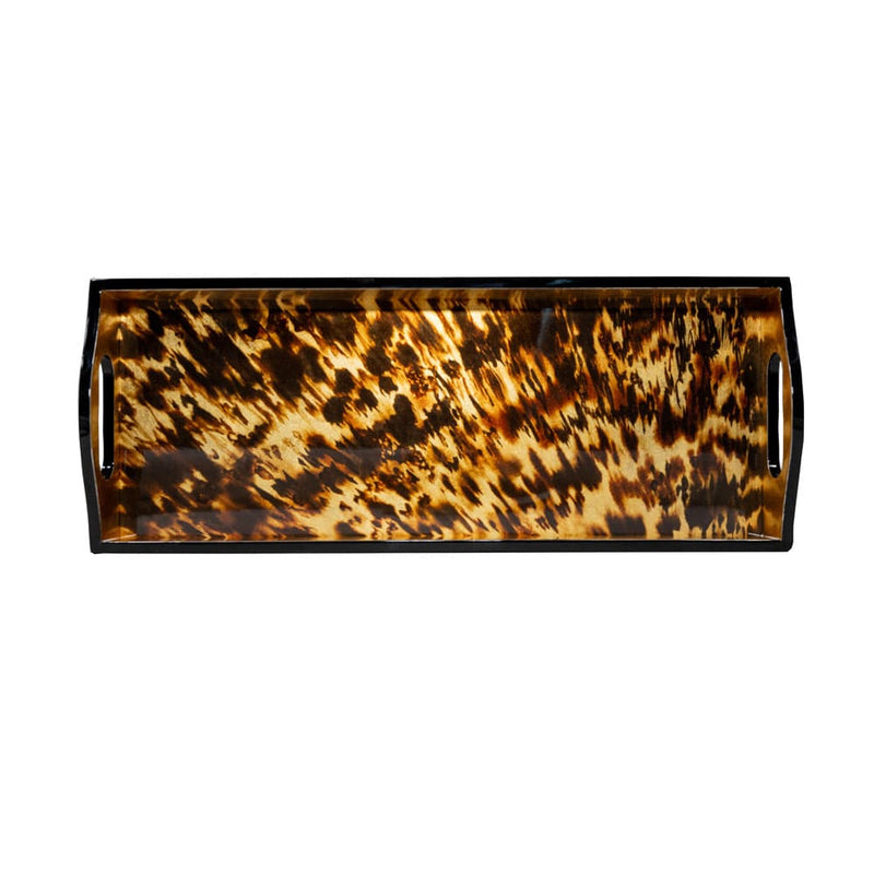 Caspari Tortoiseshell Lacquer Bar Tray - 20X8