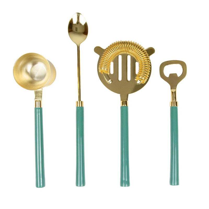 caspari Turquoise & Shiny Brass Bar Tool Sets