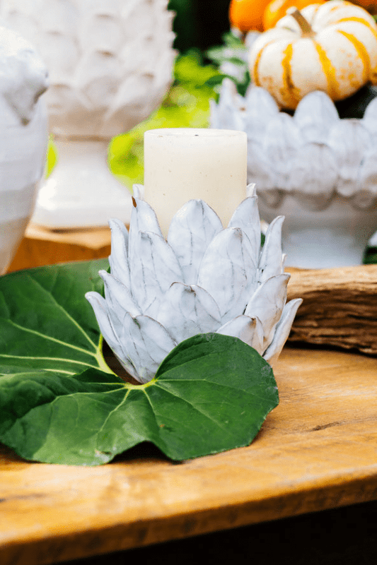 Caspari White Artichoke Candle Holder