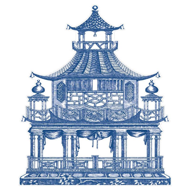 caspari Chinoiserie Toile Pagoda Die-Cut Placemats - 4 Each
