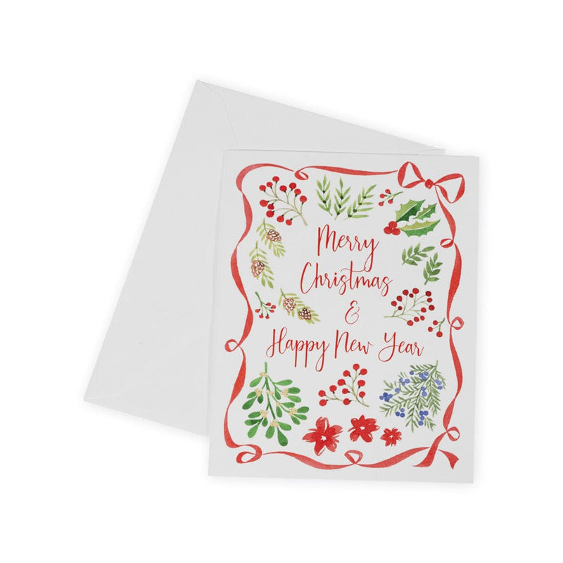 caspari Christmas Botanicals Personalized Christmas Cards