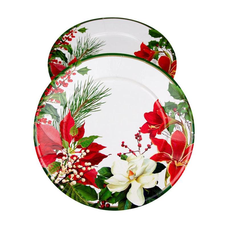 Caspari Christmas Garden Dinner Plates - 8 Per Package