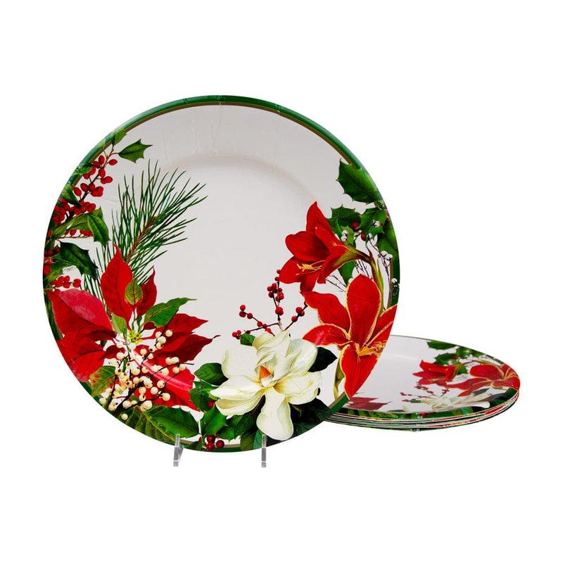 Caspari Christmas Garden Dinner Plates - 8 Per Package
