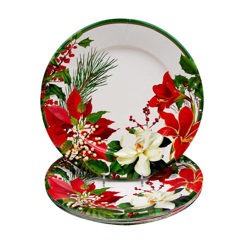Caspari Christmas Garden Dinner Plates - 8 Per Package