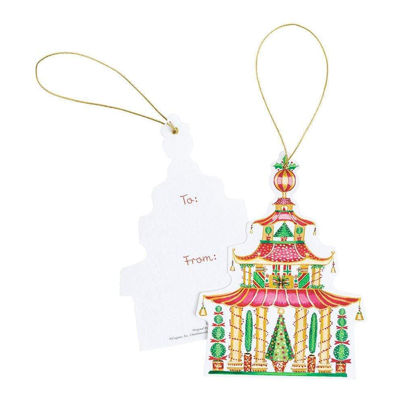 Caspari Christmas Pagoda Decorative Die-Cut Gift Tags - 4 Per Package