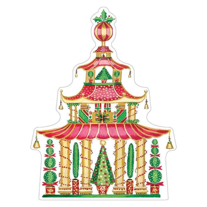 Caspari Christmas Pagoda Decorative Die-Cut Gift Tags - 4 Per Package