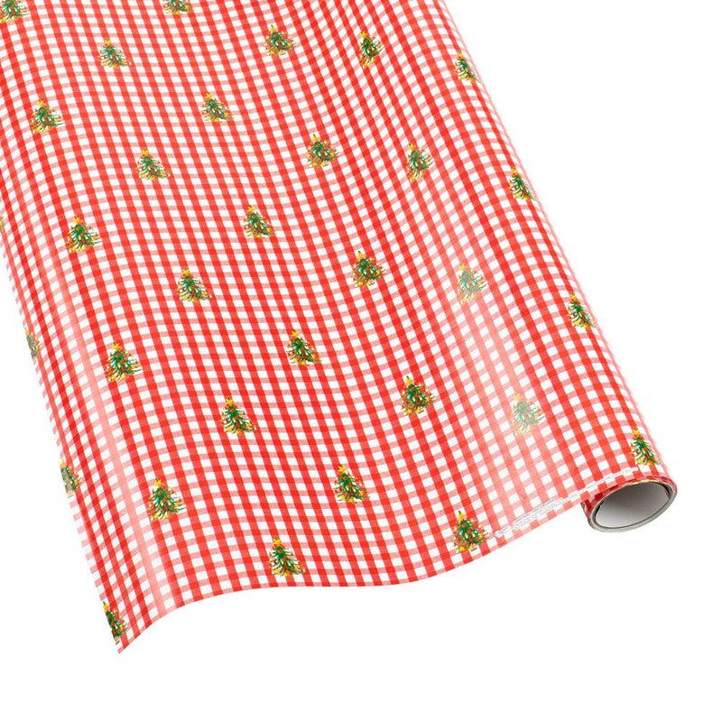caspari Christmas Tree Gingham Gift Wrapping Paper - 30" x 8' Roll